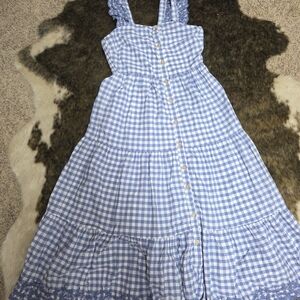 Shabby Chic Blue Gingham Maxi Dress
